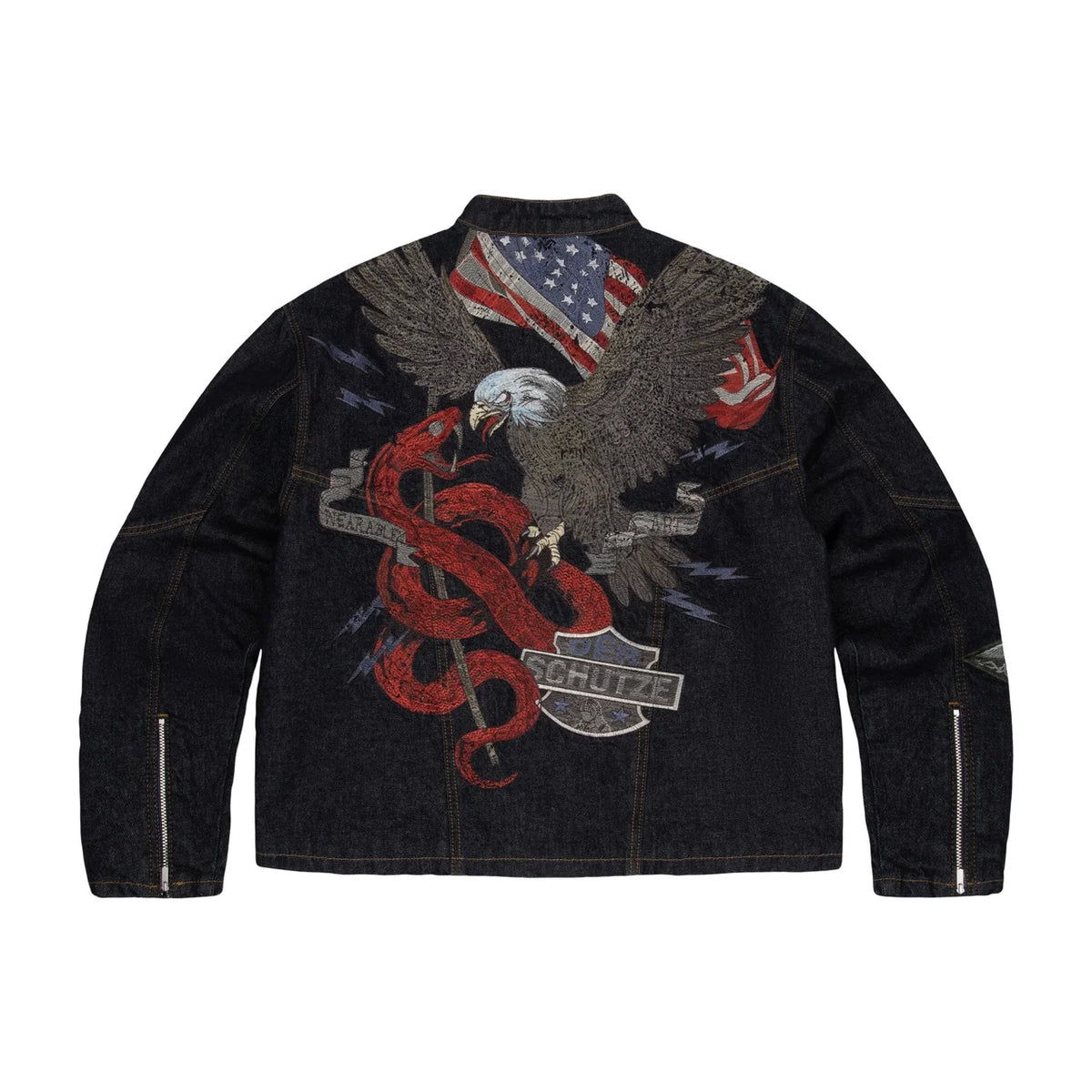 Derschutze "hellboy" indigo raw denim Biker jacket