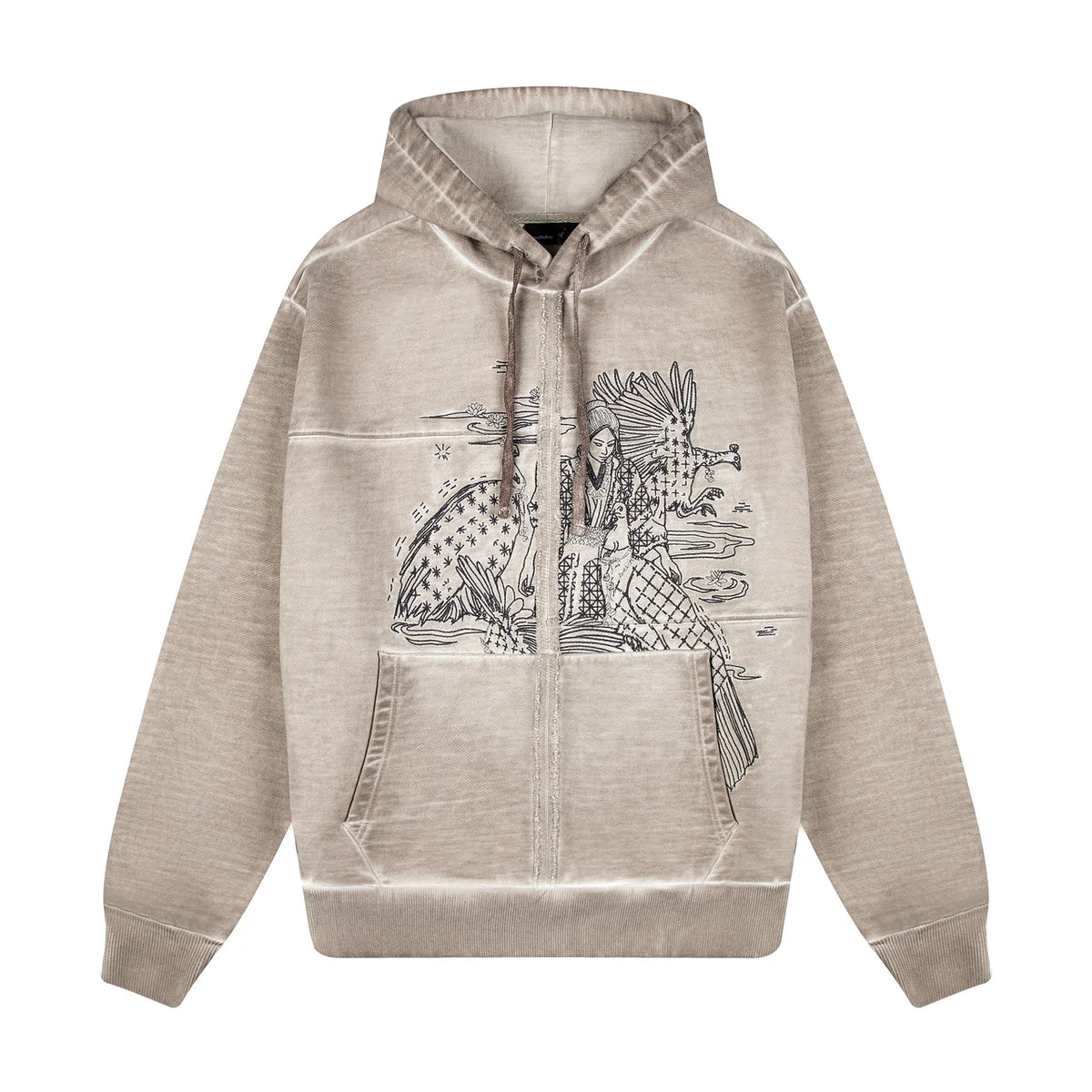 Derschutze "sashiko v2" Hoodie light grey