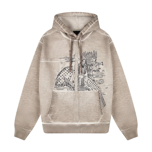 Derschutze "sashiko v2" Hoodie light grey