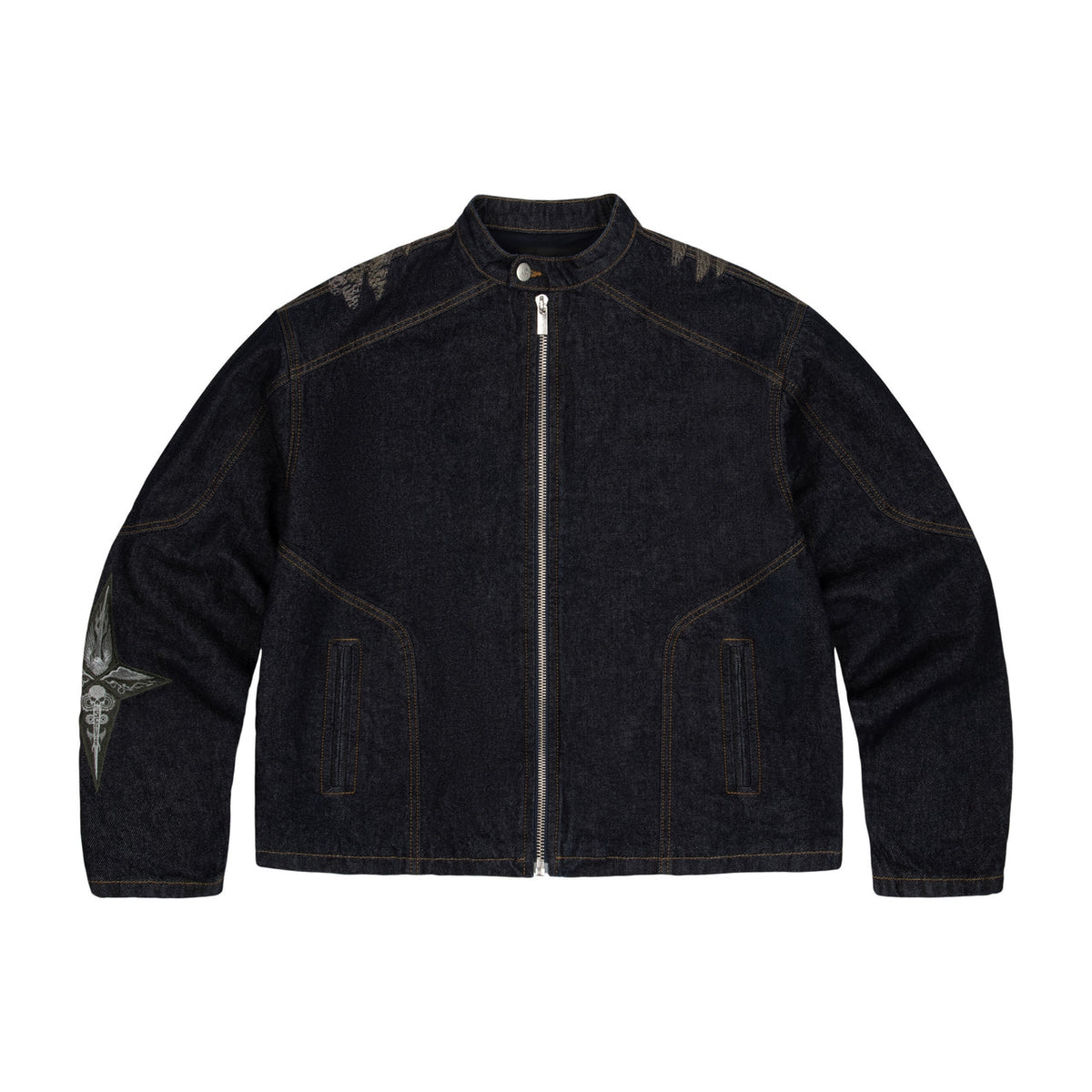 Derschutze "hellboy" indigo raw denim Biker jacket