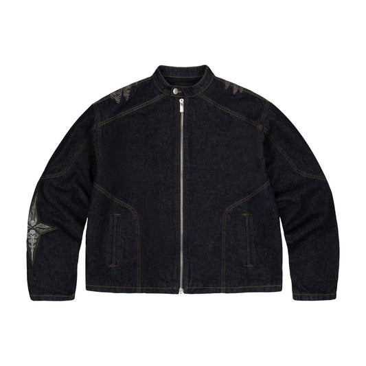 Derschutze "hellboy" indigo raw denim Biker jacket